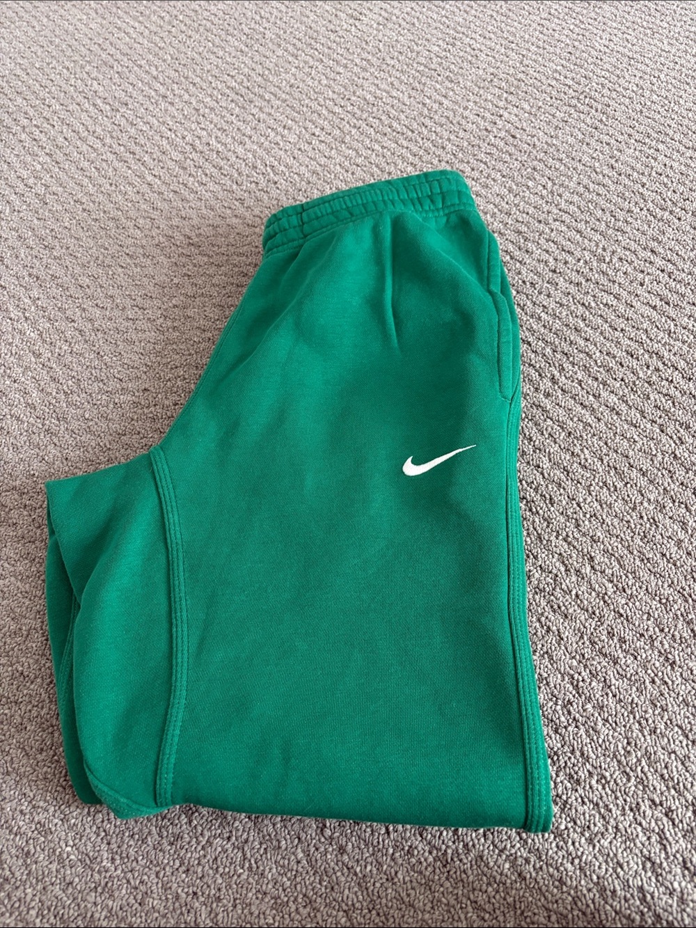 Nike Adult Emerald Green Fleece Joggers with White Swoosh